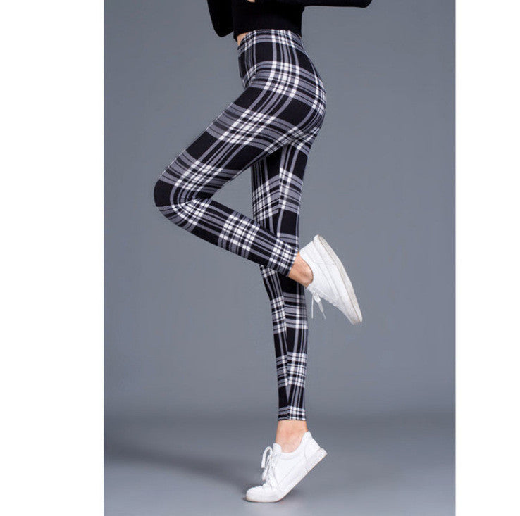 Ladies milk silk printed stretch slim leggings