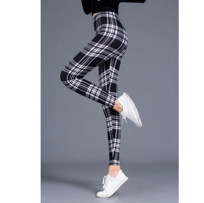 Ladies milk silk printed stretch slim leggings