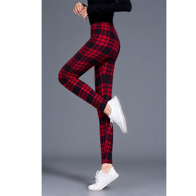 Ladies milk silk printed stretch slim leggings