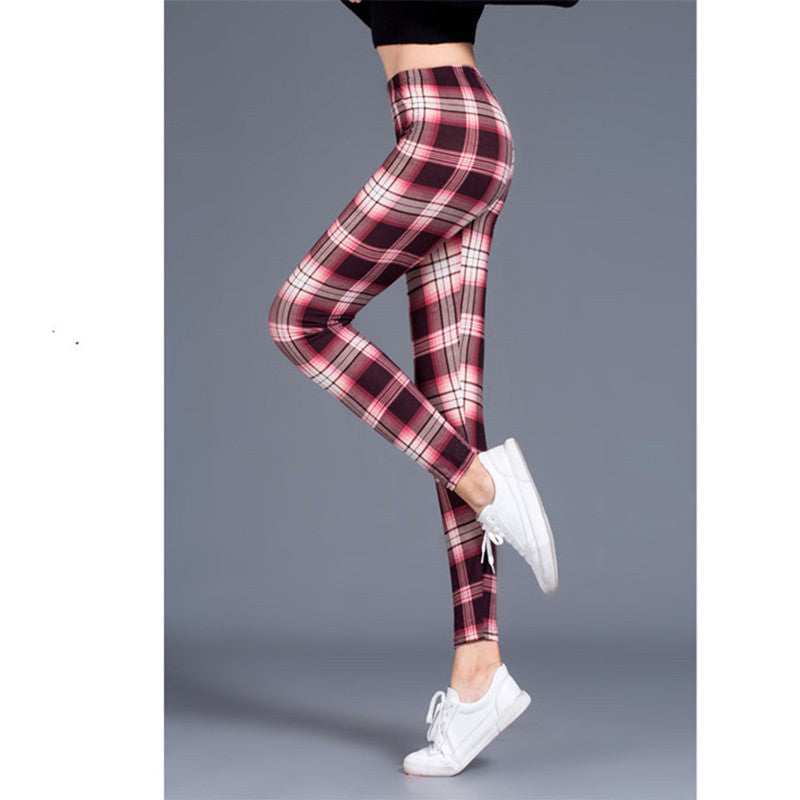 Ladies milk silk printed stretch slim leggings