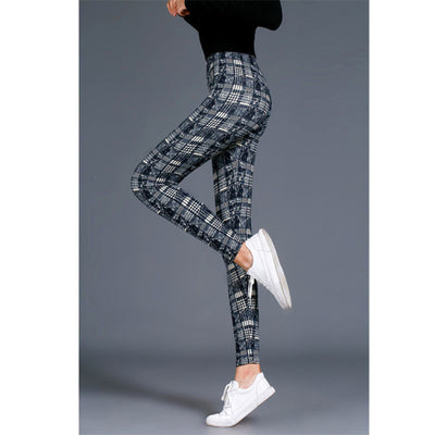 Ladies milk silk printed stretch slim leggings
