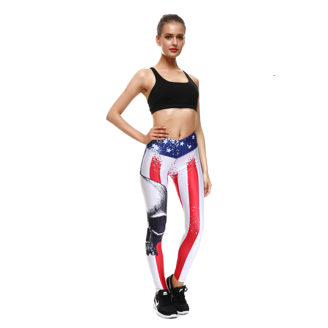 Star vertical strip print ladies slim leggings