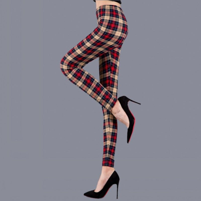 Ladies milk silk printed stretch slim leggings