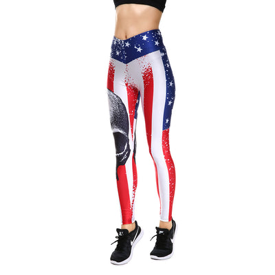Star vertical strip print ladies slim leggings