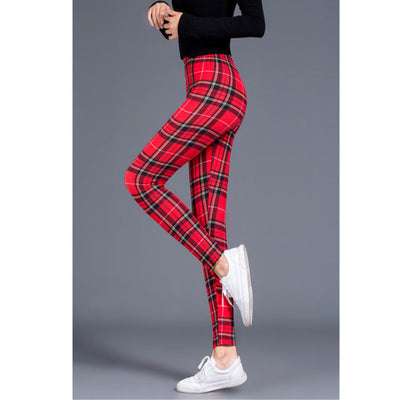 Ladies milk silk printed stretch slim leggings