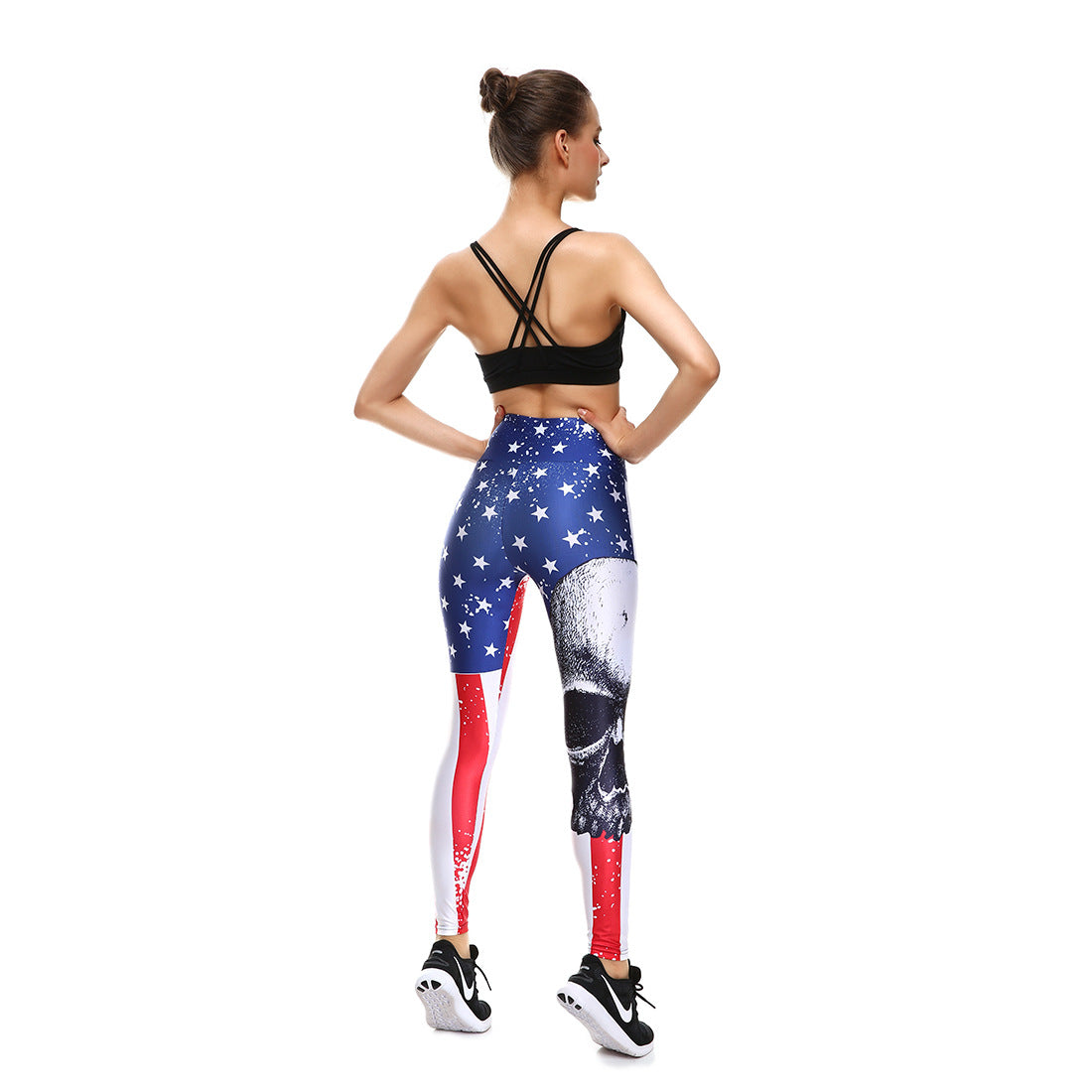 Star vertical strip print ladies slim leggings