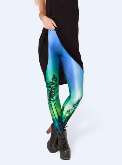 Ladies Fashion Thin Tree Print Starry Leggings