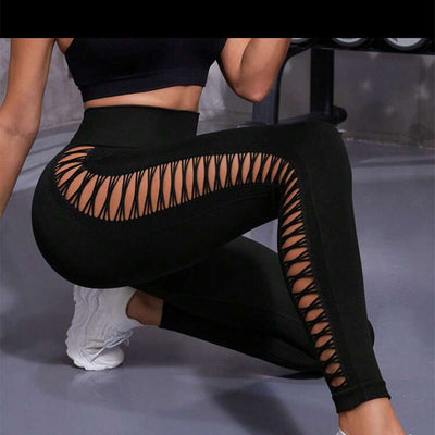 Hollow Tie Dye Printed Yoga Pants